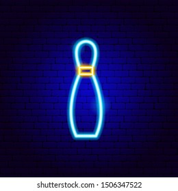 Skittle Neon Sign. Vector Illustration of Sport Promotion.