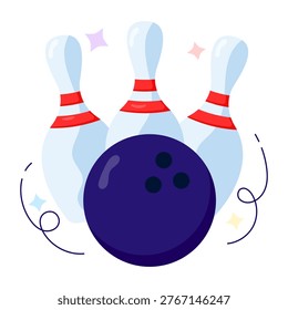Skittles with ball showcasing concept of bowling game