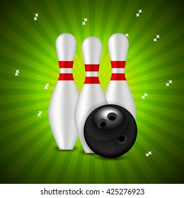 Skittles and Bowling Ball Background Vector Illustration