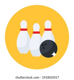 
Skittles with bowling ball denoting bowling game icon