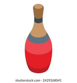 Skittles equipment icon isometric vector. Wooden material. Strike fun ball