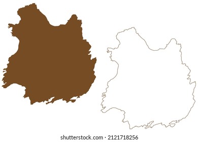 Skogsoya island (Kingdom of Norway) map vector illustration, scribble sketch Skogsoya map