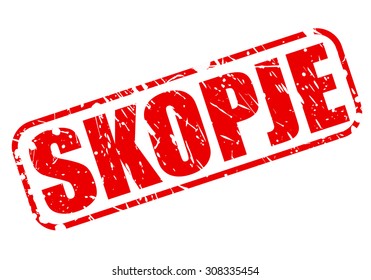 SKOPJE red stamp text on white (Capital of Republic of Macedonia)