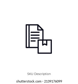 SKU Description icon. Outline style icon design isolated on white background