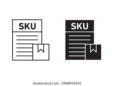 descripción de SKU conjunto de iconos o conjunto de iconos. Arte de línea vectorial delgada SKU