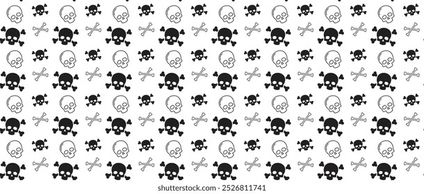 skul crossbone preto branco fundo vetor design ilustração