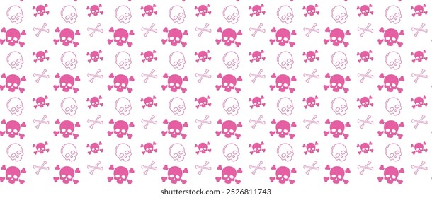 skul crossbone cor-de-rosa fundo vetor design ilustração