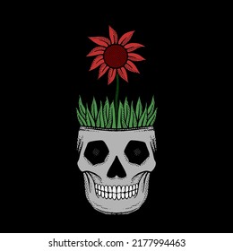 Skul flower illustration vector for tshirt jacket hoodie can be used for stickers etc