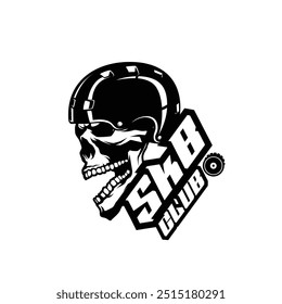 SKUL Skateboard Logo design Vector. Skateboard Sticker Illustration design vector