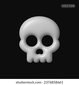 Skull 3d in retro style on black background. Vector illustration