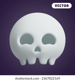 skull 3D vector icon set, on a black purple background