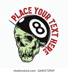 Skull 8 Ball Vector Design Billiard Pool Badge Illustration for Logo, T-shirt Design and Others