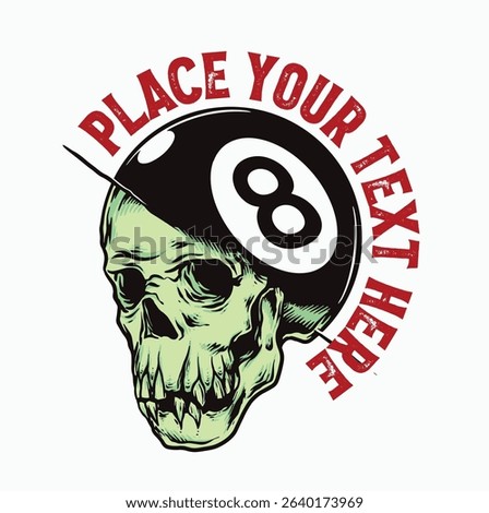 Skull 8 Ball Vector Design Billiard Pool Badge Illustration for Logo, T-shirt Design and Others