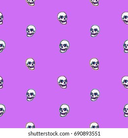 skull 8 bit purple backgound