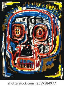 Skull abstract art. Background colour. Painting