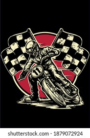 skull in action riding motorbike with color scheme
