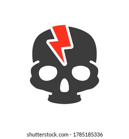 Skull with acute pain colored icon. Broken cranium, bone structure of the head symbol