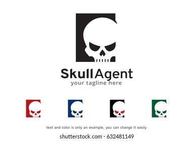 Skull Agent Logo Template Design Vector, Emblem, Design Concept, Creative Symbol, Icon