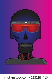 Skull Ai Robot Cops vector Cartoon