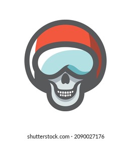 Skull aircraft pilot helmet Vector icon Cartoon illustration.