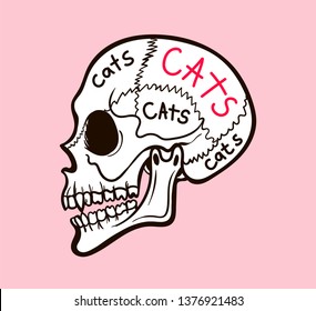 skull, all thoughts about cats concept
