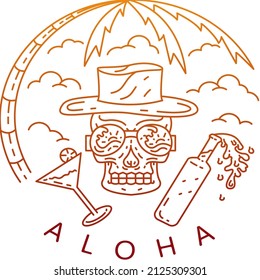 skull aloha with monoline art