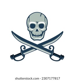 Ilustración del vector de espadas cruzadas Skull amd