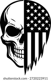 Skull und American Flag Digital EPS Vektor Grafik Datei