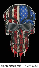 Skull and American flag illustration.
T-shirt printing for men