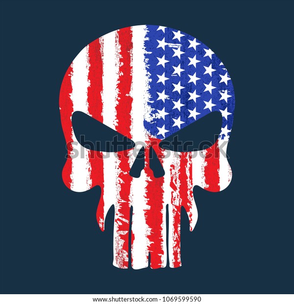 Skull American Flag Illustration Tshirt Graphics Stock Vector (Royalty ...