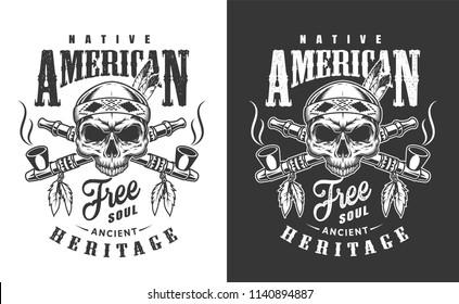 Skull of american indian tribe logo. Vector illustration