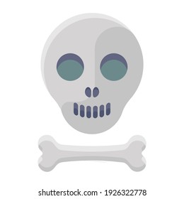 
Anatomía de cráneo con hueso, estilo de icono plano