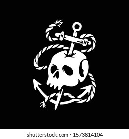 Skull Anchor Graphic Illustration Vector Art T-shirt Design