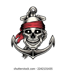 Skull anchor graphic illustration vector art t-shirt design