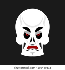 Skull angry Emoji. skeleton head grumpy emotion isolated