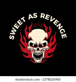 Skull angry with a fire vintage vector illustration perfect for tattoo, sticker, and tees design