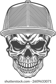 Skull Angry and Horrible illustration vector artwork for streetwear, poster and t-shirt 5b - BW-01