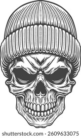 Skull Angry and Horrible illustration vector artwork for streetwear, poster and t-shirt 6b - BW-01