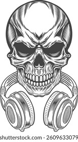 Skull Angry and Horrible illustration vector artwork for streetwear, poster and t-shirt 12 - BW ss