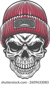 Skull Angry and Horrible illustration vector artwork for streetwear, poster and t-shirt 6a-01