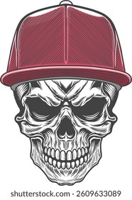 Skull Angry and Horrible illustration vector artwork for streetwear, poster and t-shirt 5b-01