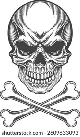 Skull Angry and Horrible illustration vector artwork for streetwear, poster and t-shirt 10 ss