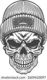 Skull Angry and Horrible illustration vector artwork for streetwear, poster and t-shirt 6a - BW-01