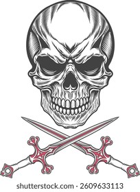 Skull Angry and Horrible illustration vector artwork for streetwear, poster and t-shirt 8 ss
