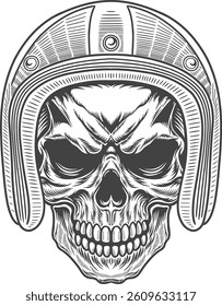 Skull Angry and Horrible illustration vector artwork for streetwear, poster and t-shirt 7 - BW ss