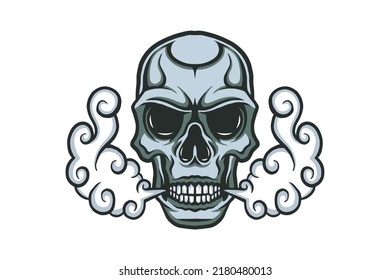 Skull Angry With Smoke Illustration