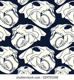 Skull animal  seamless pattern. White print on dark background