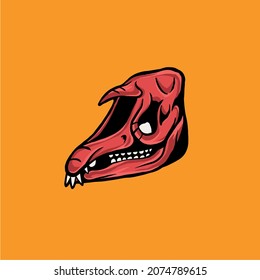 the skull animals dead in red skull and orange background 