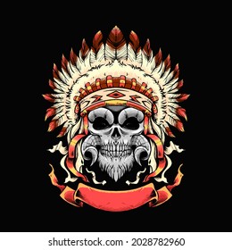 Skull Apache Illustration. suitable for t shirt, print, and merchandise products