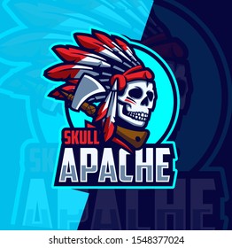 skull apache mascot esport logo design